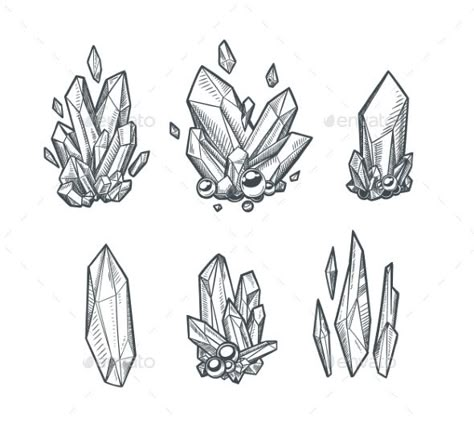 Vector Crystals by abirvalg | GraphicRiver Crystal Sketch, Crystals Art Drawing, Crystal Illustration, Gem Drawing, Crystal Tattoo, Crystal Drawing, Kunst Tattoos, Diamond Drawing, Desenho Tattoo