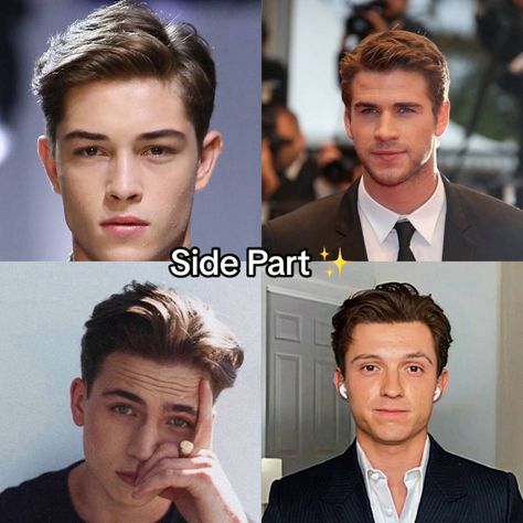 Side part men’s haircut style Inspo Boys Haircut Names, Boy Hairstyle Names, Side Part Men, Young Men Haircuts, Side Part Haircut, Round Face Men, Haircut Names For Men, Haircut For Face Shape, Mens Haircuts Short Hair