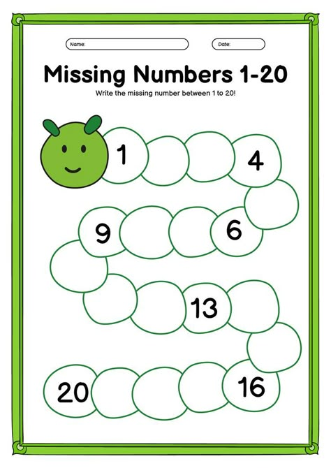 Practice counting and number recognition with these missing numbers worksheets from 1 to 20. Strengthen your child's math skills and understanding of number sequences. Don't miss out on the opportunity to boost your child's math proficiency! #MathWorksheets #MissingNumbers #NumberSequence #mathworksheetsmissing Maths Worksheet Preschoolers, Maths Kindergarten Worksheets, Worksheet For Kindergarten Math 1-20, Counting Practice Worksheets, Maths Worksheet For Preschool, Counting For Preschool, Worksheets For Kg Students, Math For Preschoolers Worksheets, 1 Class Worksheets Maths