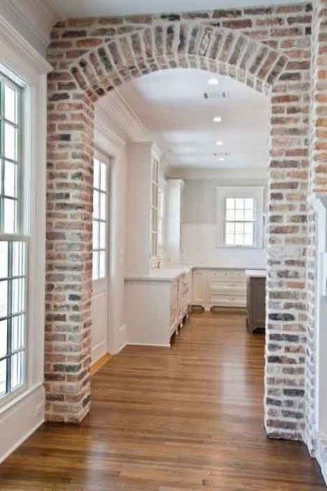 Adding Brick to the Inside of Your Home - Evolution of Style Brick Archway, Brick Accent Wall, Interior Brick, Brick Interior Wall, Brick Interior, Faux Brick Walls, Young House Love, Brick Flooring, Faux Brick