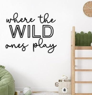 Playroom Wall Decor, 24" XL Where The Wild Ones Play Nursery Sign Acrylic Wall Art Decoration for Kids Toddler Room Decor Boys and Girls Home Bedroom Word Sign (Acrylic - Black) : Amazon.ca: Tools & Home Improvement Playroom Words On Wall, Wall Art Boys Bedroom, Wild Ones Playroom, Large Wooden Signs Wall Decor, Playroom Vinyl Wall Decals, Neutral Playroom Decor, Boho Playroom Wall Decor, Play Room For Kids At Home Boys, Fall Playroom Decor