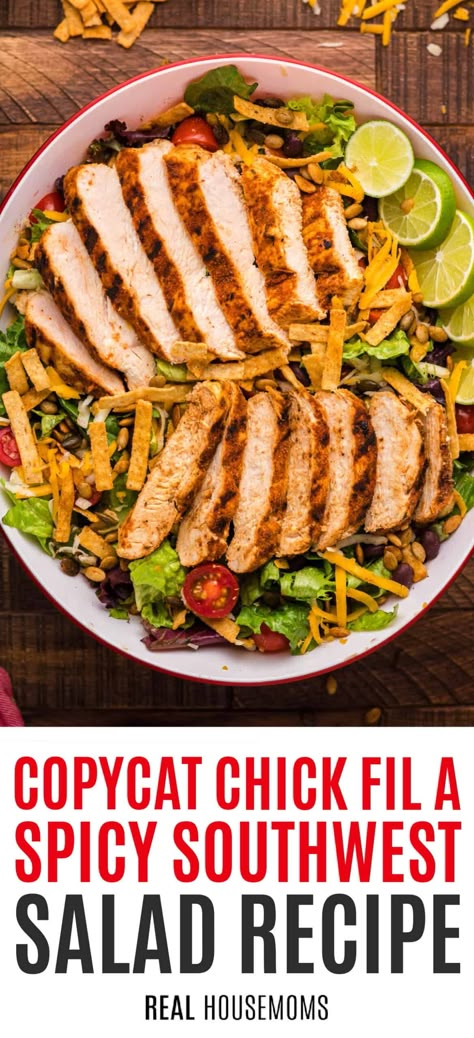 Spicy Chicken Salad Recipe, Spicy Southwest Salad, Creamy Salsa Dressing, Southwest Salad Recipe, Spicy Chicken Breast, Salad Copycat, Crispy Chicken Salads, Salsa Dressing, Salsa Salad