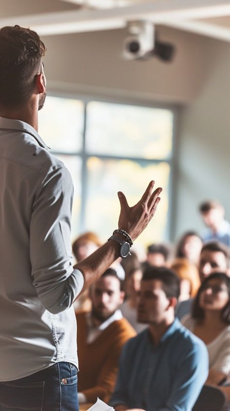 Engaging Public Speaker: An eloquent speaker presents to an attentive audience in a seminar room, sharing knowledge and insights. #speaker #audience #seminar #engagement #communication #education #learning #presentation #aiart #aiphoto #stockcake https://ayr.app/l/rzeZ Seminar Photography, Speaking Engagement Aesthetic, Sharing Knowledge, Public Communication, Communication Photography, Speech Photography, Leadership Photos, Stage Speaker, Motivation Speaker