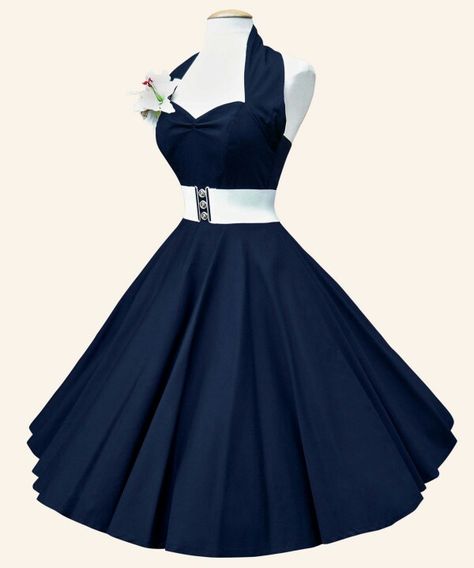 Cute 50s dress Áo Blu, Robes Vintage, Cute Dress Outfits, Plain Dress, Vestidos Vintage, 50s Dresses, Vintage Style Dresses, 1950s Dress, Halterneck Dress