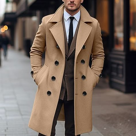 Formal Winter Outfits Men, Trenchcoat Men, Men Coat Outfit, Casual Streetwear Men, Long Jacket Outfit, Winter Fashion Men, Mens Fall Outfits, Overcoat Men, Men Coat