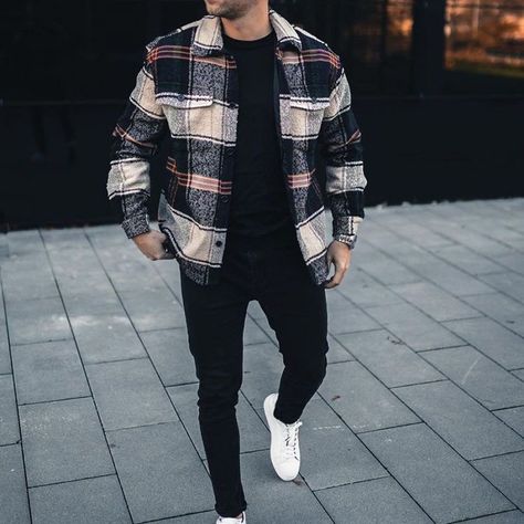 Flannel Outfits Men, Mens Fall Outfits, Mens Winter Fashion Outfits, Drip Outfit Men, Flannel Outfits, Mens Casual Outfits Summer, Men Fashion Casual Shirts, Stylish Men Casual, Streetwear Mode