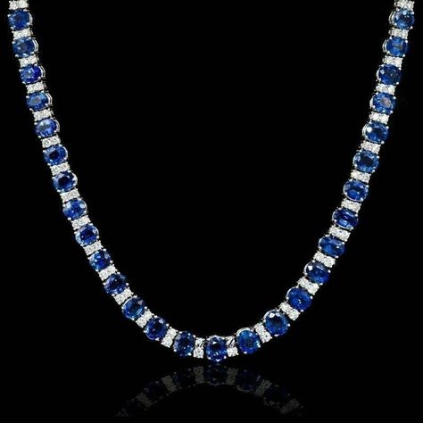 "Sapphire & Diamond Tennis Necklace/Solid Silver Sapphire Necklace/Anniversary Necklace/Wedding Necklace/Gift For Wife/Bridal Necklace/Gift EXCELLENT GIFT: for birthday, anniversary, holidays, stocking stuffers, graduation, Christmas, Valentine's Day, Mother's Day, Thank You or simply \"Thinking of You\" *This simple necklace adds a special little something to your look! Perfect for everyday wear :)   Metal Purity: 925 parts per 100 Metal: Sterling Silver Main stone :Sapphire Color:Blue Cut: Ova Silver Sapphire Necklace, Marriage Jewellery, Blue Sapphire Necklace, Anniversary Necklace, Diamond Tennis Necklace, Blue Sapphire Diamond, Classic Necklace, Sterling Silver Engagement Rings, Necklace Wedding