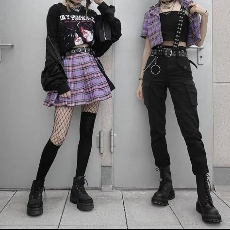 Duo Outfits, Matching Outfits Best Friend, Alt Clothes, Goth Outfit, Ootd Aesthetic, Alternative Grunge, Pastel Goth Fashion, Alt Outfits, Punk Clothing