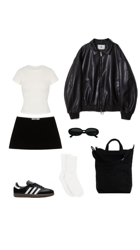 #outfitinspo #outfits #outfit #sambas #baggu French Concert Outfit, White Sambas Outfits, Outfit Ideas With Black Boots, Outfits With Black Sambas, Concert Outfit Ideas Aesthetic, Samba Outfits Women, Black Samba Adidas Outfit, Black Adidas Samba Outfit, Black Samba Outfit