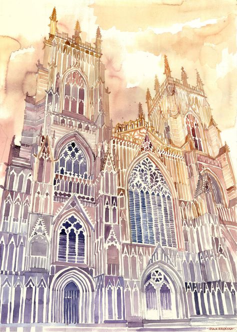 New Architectural Watercolors By Polish Architect Maja Wrońska | Bored Panda   York Architecture Antique, Watercolor Architecture, Architecture Drawing Art, Architecture Painting, Cat Air, A Level Art, Urban Sketching, Watercolor Sketch, Architecture Sketch