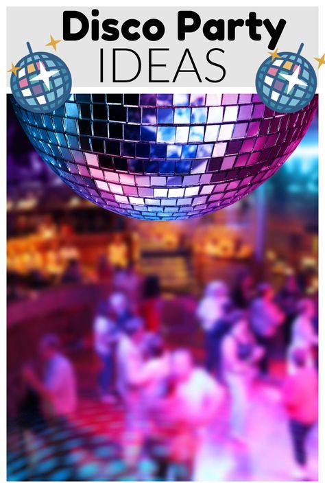 A collection of fun disco party ideas. From disco party decorations, disco food, activities and more ideas for your disco themed party. Disco Room Party, Disco Theme Party Activities, Dance Party Ideas Decoration, Disco 70th Birthday Party, 70s Party Themes, Disco Party Entertainment, Disco Birthday Party Activities, Home Disco Party, Retro Party Decorations Ideas