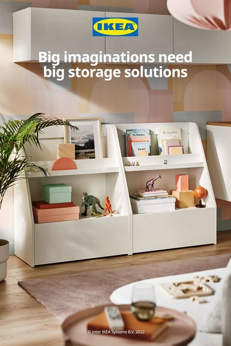 Ikea Kids Room Storage, Ikea Playroom, Kids Room Storage, Ikea Kids Room, Ikea Kids, Shelving Solutions, Playroom Organization, Ikea Home, Playroom Furniture