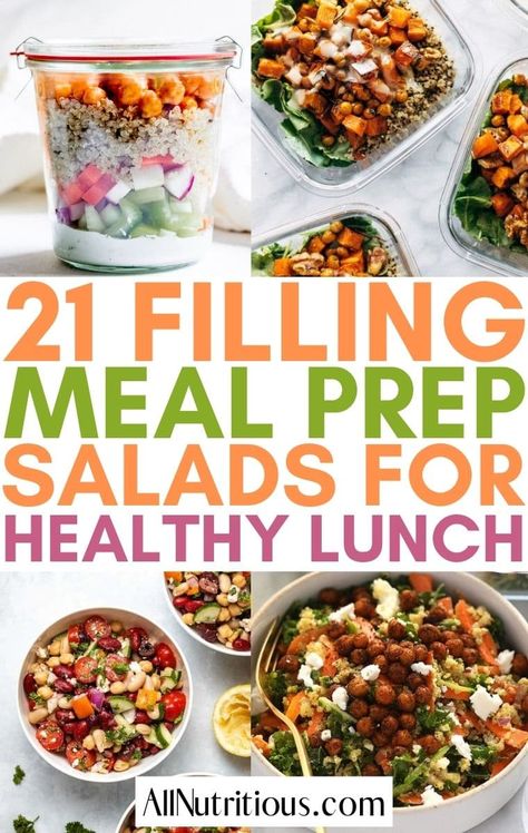 If you find yourself always trying to figure out what to make for a healthy lunch you need to know these incredibly delicious meal prep salad recipes. These filling salads are the perfect refreshing healthy lunch to help you feel full throughout your day. #MealPrep #Salad Healthy Filling Lunch, Mealprep Salad, Meal Prep Salads, Filling Salads, Meal Prep Salad, Prep Salad, Filling Salad Recipes, Salad Recipes Lunch, Delicious Meal Prep