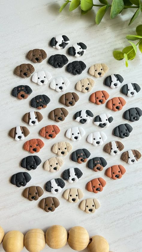 WanderingCalicoClay - Etsy Australia Dog Polymer Clay Earrings, Dog Clay Earrings, Pet Earrings, Polymer Clay Dog, Polymer Clay Magnet, Polymer Clay Kunst, Clay Dog, Easy Polymer Clay, Plant Earrings