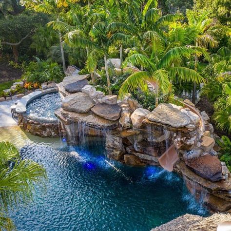 Pool Design Modern, Garden Pool Design, Luxury Pools Backyard, Dream Backyard Pool, Lagoon Pool, Pool Remodel, Pool Waterfall, Luxury Pools, Backyard Pool Landscaping