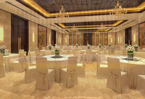 Banquet Hall Golden Accent Hall False Ceiling, Banquet Hall Design, Marriage Place, Banquet Design, Ballroom Design, Wedding Banquet Hall, Marriage Hall, Interior Design Schools, Hall Designs