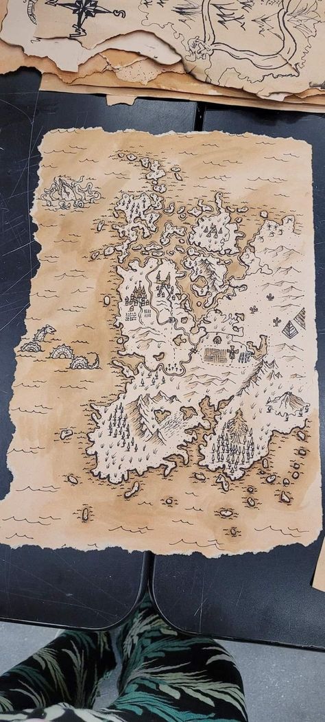 Diy Maps Drawing, Drawn Fantasy Map, Sketchbook Map Ideas, Fantasy Map Reference, Map Made With Rice, Map From Rice, Rice Island Map Drawing, Make A Map With Rice, Drawing World Map