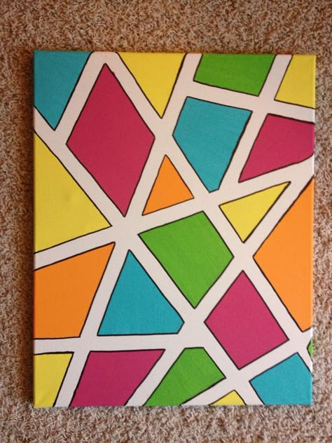 Art project using masking tape geometric                                                                                                                                                     More Painters Tape Art, Masking Tape Art, Arte Indie, Tape Painting, Tape Art, Simple Acrylic Paintings, Beginner Painting, Diy Canvas Art, Diy Canvas