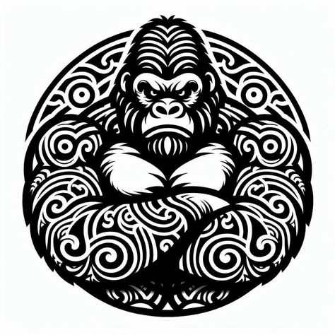 Calf Tattoo Ideas, Digital Graphics Art, Gorilla Tattoo, Cool Tattoo Drawings, Tshirt Printing Design, Calf Tattoo, Silhouette Stencil, Maori Tattoo, Line Art Design