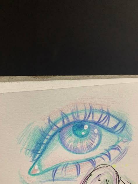 Drawing Inspo Colored Pencil Easy, Eyes Drawing Colour Pencil, Painting By Pencil Colour, Colored Pencils Drawing Easy, Neon Eye Drawing, Colored Pencil Sketches Easy, Color Pencil Easy Drawing, Colourful Eye Drawing, Colour Pencil Drawings Easy Sketches