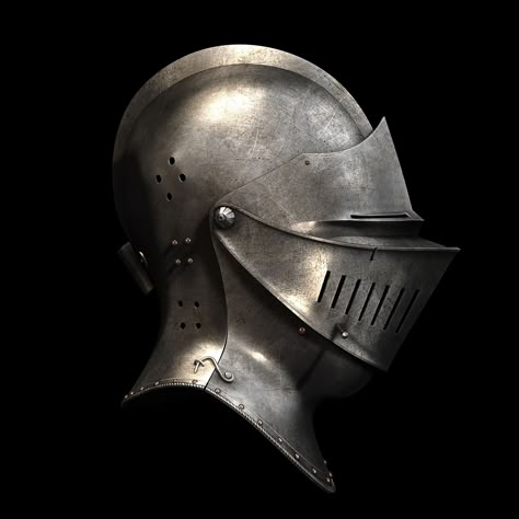 Knight Helmet Reference, Medieval Knight Aesthetic, Medieval Knight Helmet, Knight's Helmet, Metal Helmet, Knight Aesthetic, Armour Helmet, Medieval Helmet, Helmet Drawing