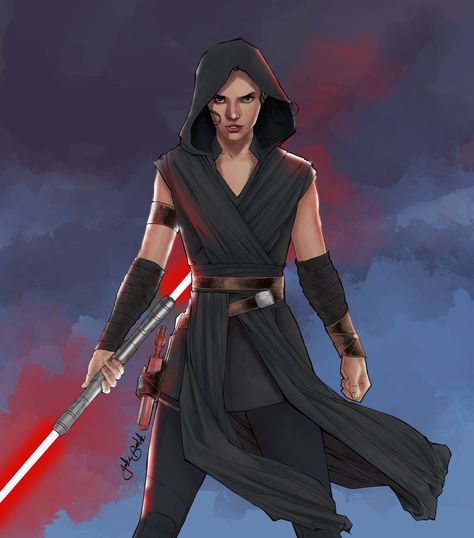 Jake Bartok on Twitter: "I had a spare few minutes so i repainted a Rey Illustration, Welcome Dark Rey. #theriseofskywalker #DarkRey… " Ray Star Wars, Jake Bartok, Rey Cosplay, John Bennett, Darth Vader Star Wars, Star Wars Sith, Star Wars Watch, Ralph Mcquarrie, The Rise Of Skywalker