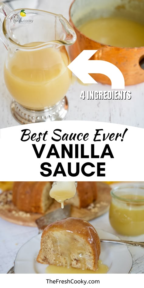 Vanilla Butter Syrup Recipe, Bread Pudding Topping Sauce, Sauces For Cakes, Sweet Butter Sauce For Cake, Homemade Dessert Sauces, Vanilla Bread Pudding Sauce, Best Vanilla Desserts, Cake And Sauce Recipe, Sweet Butter Sauce