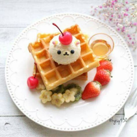 Cute Waffles, Kawaii Waffle, Kawaii Dessert, Kawaii Cooking, Cute Baking, Japanese Candy, Japanese Sweets, Kawaii Food, Cute Desserts