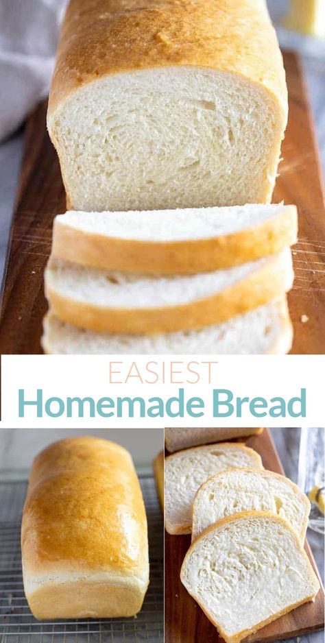 Easiest Homemade Bread, Perfect White Bread, Easy White Bread, Bread For Sandwiches, Easy Homemade Bread, Homemade Bread Recipe, Homemade White Bread, Bread Recipes Easy, White Bread Recipe