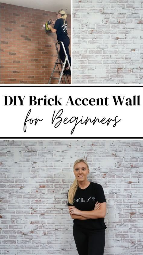 How to install a faux brick wall, installing brick panels, brick accent wall, fake brick feature wall, bedroom accent wall ideas, wood paneling, board and batten, nursery accent wall, living room accent wall. Beginner accent wall, how to install an accent wall. Accent wall tutorial, German smear on brick, overgrown on brick. Faux Painted Brick Walls, Diy Brick Veneer Wall, How To Add A Brick Accent Wall, Home Depot Faux Brick Panel, Faux Brick Wall In Bathroom, Faux Brick Wall Bathroom Master Bath, Faux Brick Dining Room Wall, Painting Faux Brick Panels, Stone Accent Walls In Living Room Faux Brick