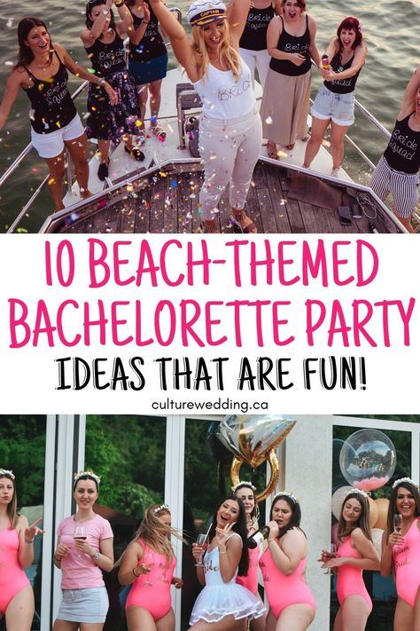 10 Fabulous Beach Bachelorette Party Themes For Beach Lovers Beach Themes Bachelorette Party, Bachlorette Beach Themes Outfits, Bachelorette On The Beach, Bachelorette Party Themes Florida, Beach Bachelorette Party Themes Ideas, Beach Disco Bachelorette, Gulf Shores Bachelorette Party, Beach Bachelorette Party Ideas Decor, Bachelorette Party Ideas Beach Theme