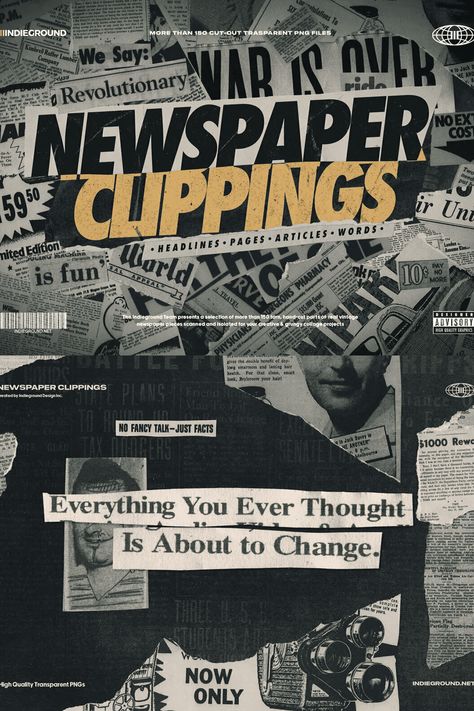 Newspaper Clippings Graphics Vintage Newspaper Clippings, Newspaper Clippings Collage, Dark Academia Newspaper, Newspaper Aesthetic Poster, Newspaper Headlines Design, Breaking News Graphic Design, Newspaper Cutout Aesthetic, News Paper Poster, News Pubmat