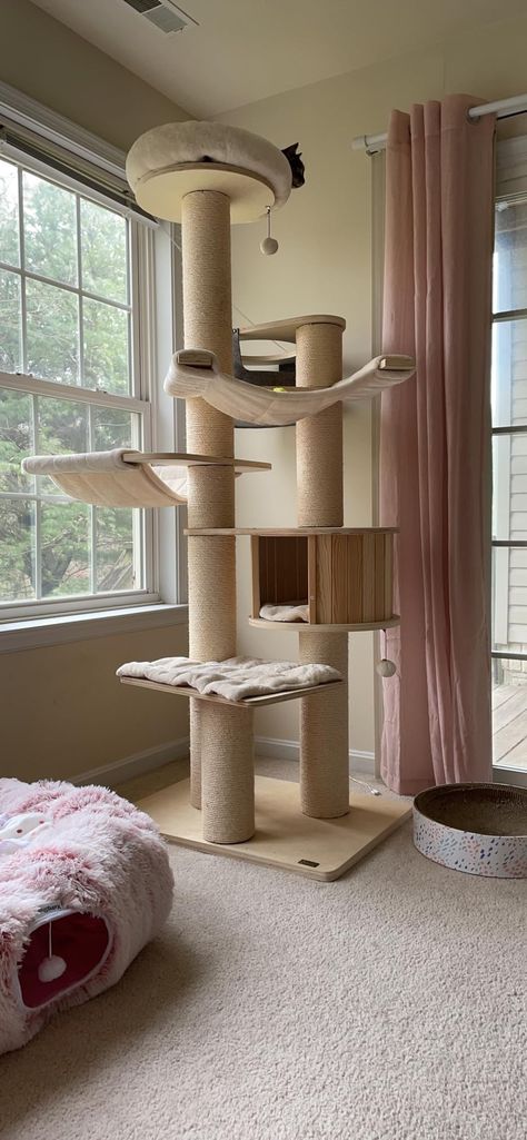 Amazon.com : Tangkula Large Cat Tree, Multi-Level Tall Cat Tower with Sisal Scratching Posts, Hammocks, Hanging Basket, Cat Condo and Removable Washable Cushions, Modern Wood Cat Tree for Indoor Cats Large Adult : Pet Supplies Huge Cat Tower, Diy Cat Tree With Hammock, Wall Cat Tower, Cat Tree Ideas Apartments, Cat Tower For Large Cats, Diy Cat Tree For Large Cats, Apartment Cat Tree, Cat Tree Tower, Industrial Style Cat Tree