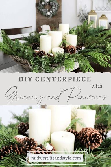 Add some simple and affordable winter decor to your home with your own DIY centerpiece made with greenery and pinecones. *This post contains affiliate links. When you make a purchase using these links, I earn a small commission (at no extra cost to you!) To learn more, you may read my Disclosure Policy. Thank you for supporting my blog! Welcome Winter Blog Hop Today, I’m thrilled to be participating in the Welcome Winter Blog Hop hosted by Cecilia at My Thrift Store Addic… Diy Winter Centerpieces For Table, Christmas Dinning Room Centerpieces, Winter Table Centerpieces For Home, Winter Centerpieces For Home, Winter Centerpieces For Table, Centerpiece With Greenery, Winter Table Centerpieces, Pinecone Centerpiece, Dough Bowl Centerpiece