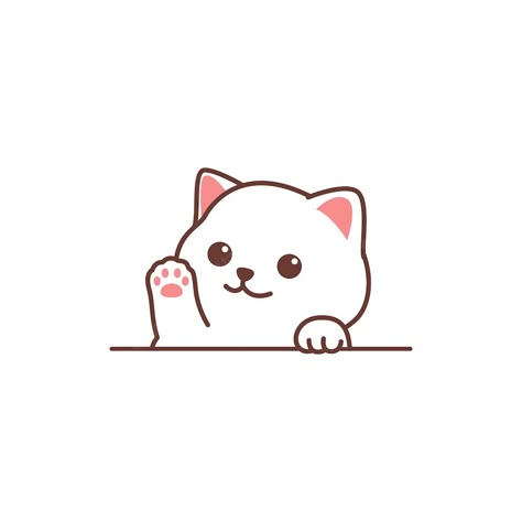 Premium Vector | Cute white cat waving paw cartoon vector illustration Cat Animated Drawing, Cat Cute Animation, Cute Cats Animated, Cute Animation Drawings, White Cat Animated, Cute Animated Drawings, Kitty Paws Drawing, Cute Cat Paws Drawing, Chibi Waving