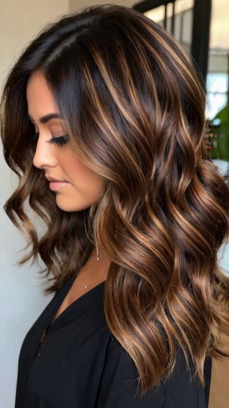 #HairStyles#HairInspiration#HairGoals#HairTrends#HairFashion#HairIdeas#HairTransformations#HairArt#HairLove#HairInspo#HairMagic#HairDesign#HairCare#HairJourney#HairMakeover#HairTips#HairColor#Hairstylist#HairCut#HairDo#HairBraids#airUpdo#CurlyHair#StraightHair#ShortHair#LongHair#NaturalHair#WeddingHair#BridalHair#HairFashion Brunette Hair With Highlights, Brunette Balayage Hair, Hair With Highlights, Caramel Highlights, Brown Hair Balayage, Hair 2024, Winter Hair Color, Hair Color And Cut, Winter Hair