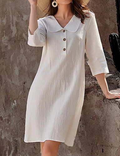 Dresses| Variety of selections that fits every man Patterns For Dresses For Women, Linen Cotton Dress, T-shirt Dress, Basic Dresses Casual, Casual White Dress Outfit, Linen Clothes For Women Summer, White Women Outfits, White Dress Designs, Linen Dress Design