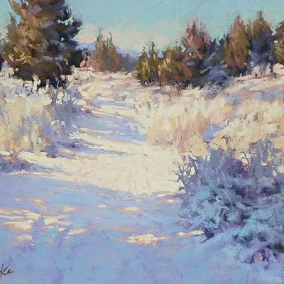 Winter Landscaping, Snow Paintings, Snow Painting, Grass Painting, Landscape Winter, Winter Landscape Painting, Painting Winter, Winter Landscapes, Pastel Landscape