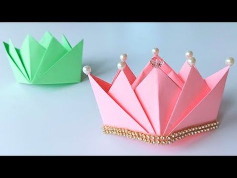 How to make a paper crown / Origami Crown | Paper Crown | Easy Paper Crafts | School hacks Paper Crown Princess, Crown Ornament Diy, Handmade Crown Diy, How To Make A Tiara Out Of Paper, Paper Crown Birthday, Coronation Crown Craft, Kids Crown Craft, Handmade Crowns Paper, Paper Tiara Diy