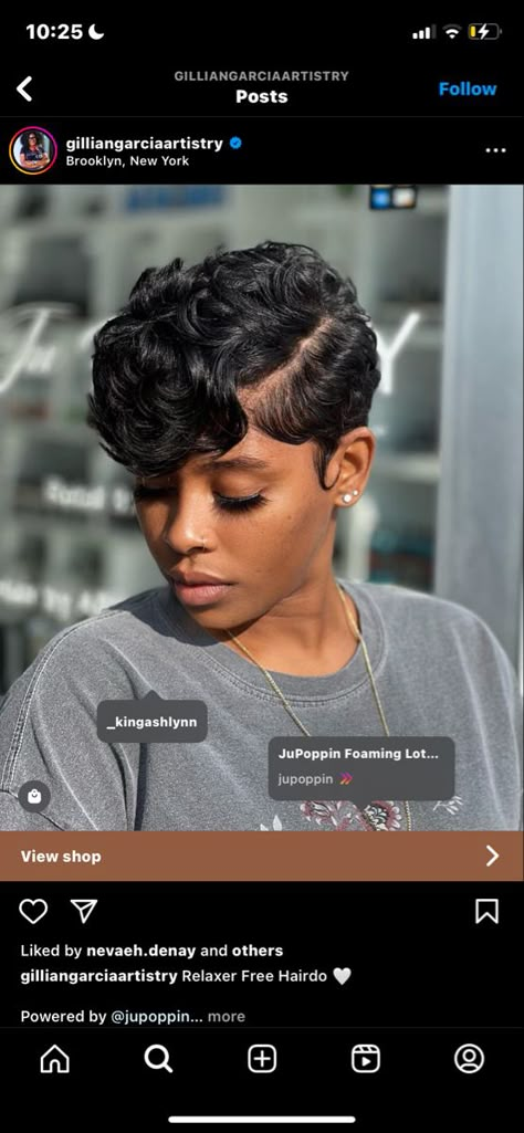 Low Maintenance Haircut Black Woman, Patch Color Hair, Side Part Pixie Haircut Black Women, Cute Short Cuts For Black Women, Short Pixie Wigs For Black Women, Short Layered Bob Black Women, Pixie Cut On Plus Size Women, Asymmetrical Bob For Black Women, Short Hair Cuts For Women Black