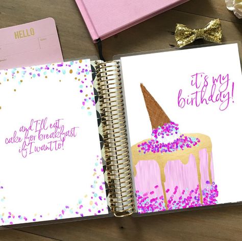 New birthday month planner covers are in by Stylish Planner! Bujo Birthday Month, Birthday Diary Ideas, Birthday Month Journal Ideas, Birthday Month Bullet Journal, Birthday Bullet Journal, March Bullet Journal, Bullet Journal Work, Diary Decoration, Bullet Journal 2019