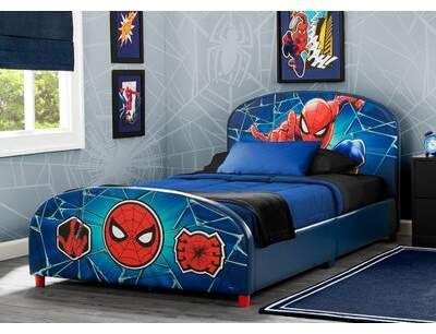 Spiderman Bed, Upholstered Twin Bed, Twin Bed Headboard, Spiderman Bedroom, Spiderman Room, Man Bedroom, Twin Bedroom Sets, Low Loft Beds, Twin Platform Bed