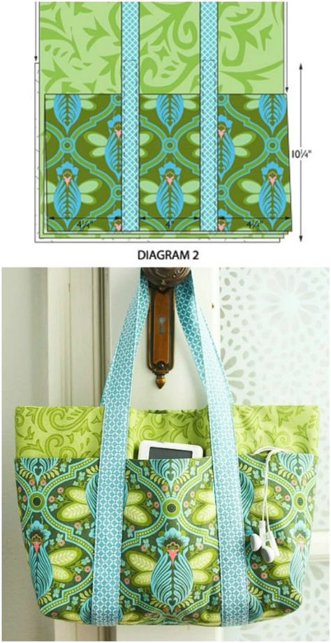 Simple DIY Six Pocket Bag Tote Bag Pattern Free, Diy Sy, Diy Tote, Bags Diy, Bag Pattern Free, Trendy Sewing, Diy Bags Purses, Tote Bags Sewing, Costura Diy