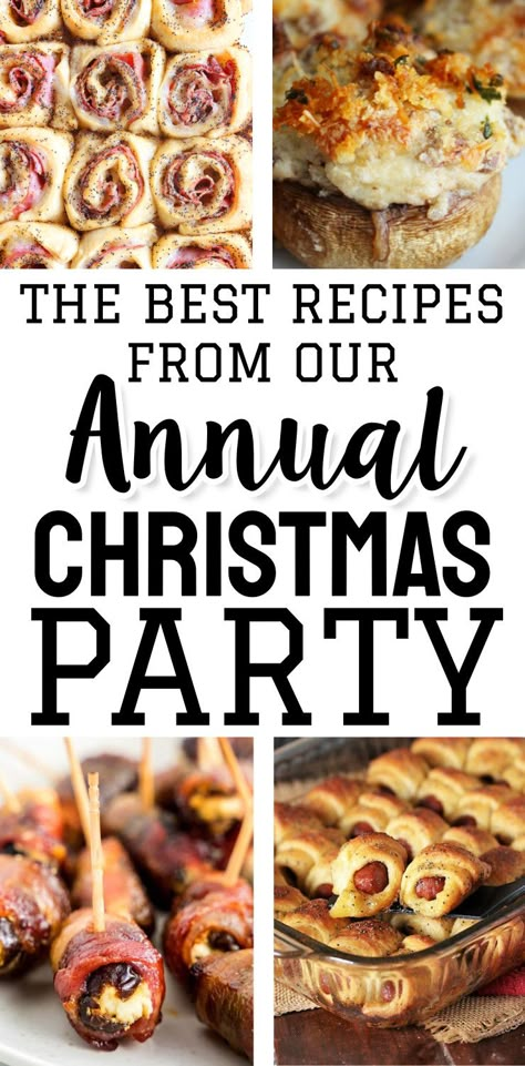 Best Appetizers to WOW Your Party Crowd (recipes from our annual Christmas party) Christmas Aperitif Food, Christmas Theme Dishes, Christmas Holiday Appetizers Parties, Appetizers For Big Party, Holiday Party Food Ideas For A Crowd, Holiday Heavy Appetizers, Tailgate Christmas Party, Holiday Party Orderves, Heavy Apps For Christmas Party