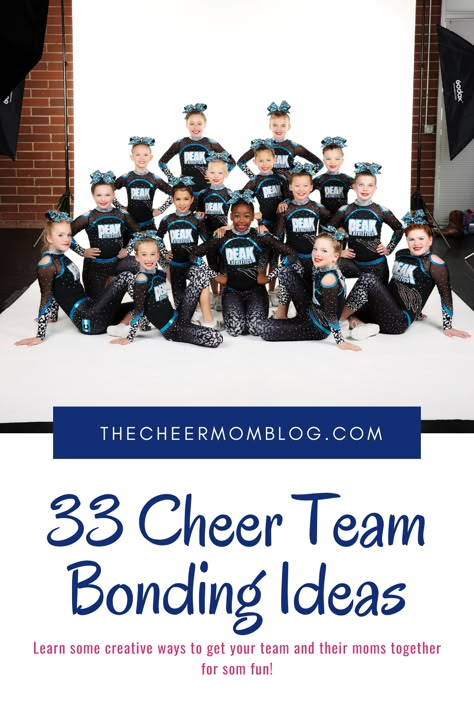 Are you a cheer mom who is always looking for creative ways to get your team together outside of practice? Check out this list of fun and creative ideas to help your cheerleaders grow in their friendship with each other. Cheer Goal Board, Team Get Together Ideas, Cheer Lock In Ideas, Uca Cheer Camp 2023, Team Bonding Party Ideas, Bonding Ideas For Teams, Cheer Squad Ideas, Team Mom Cheerleading, Cheerleader Team Bonding Ideas