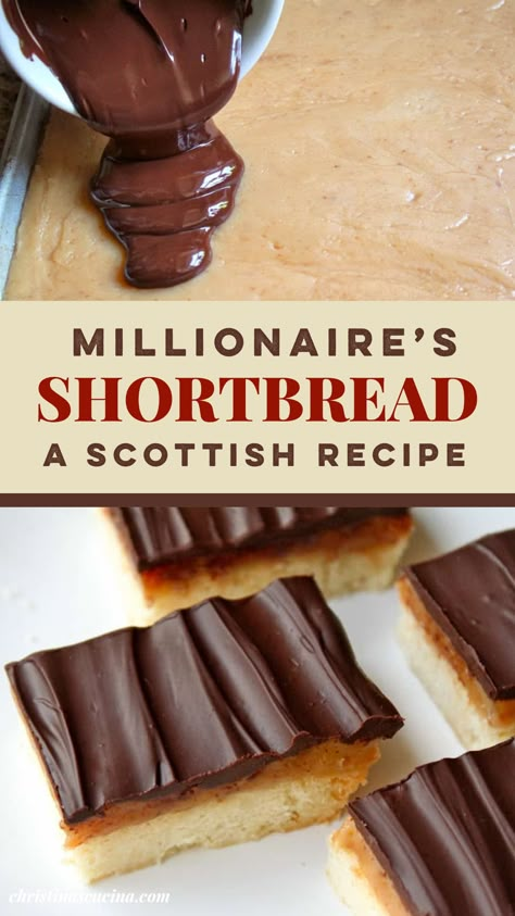 Millionaire Shortbread Recipe, Scottish Desserts, Millionaire's Shortbread, British Baking Show Recipes, Scottish Dishes, Caramel Shortbread, Scottish Food, Recipe Categories, Scottish Recipes