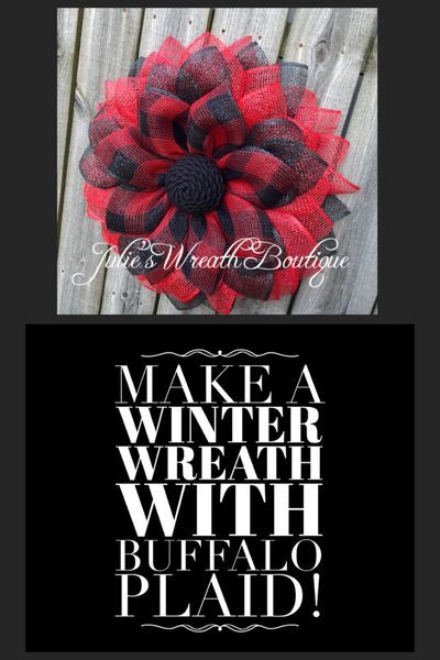 Easy Flower Wreath, Flower Wreath Tutorial, Burlap Wreath Tutorial, Burlap Flower Wreaths, Burlap Wreath Diy, Mesh Wreath Tutorial, Buffalo Plaid Decor, Easy Wreaths, Wire Wreath Frame