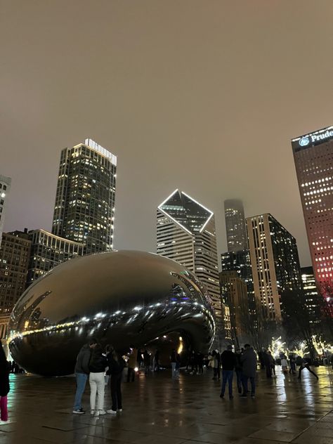 Aesthetic Pictures Of Chicago, Chicago City Lights, Travel To Chicago, Travel Aesthetic Chicago, Chicago Bean Aesthetic, Life In Chicago, Couple In Chicago, Chicago By Night, Chicago Beach Aesthetic