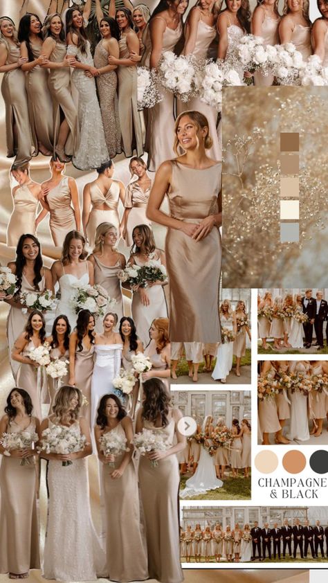 Champagne Brides Maids Dresses, Champagne Hex Code, Champagne Mix And Match Bridesmaid Dresses, Wedding Color Schemes With Champagne, Elegant Bridesmaid Dresses Champagne, Wedding Themes Champagne Color, Rustic Wedding Ideas Bridesmaid, Bridesmaid Dresses Pallet, Fall Wedding Champagne Color