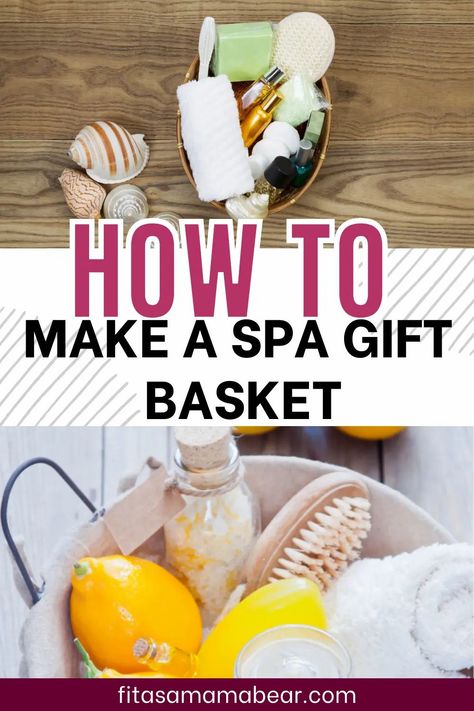 Spa Theme Gift Basket Ideas, At Home Spa Basket Gift Ideas, Spa Gift Ideas Diy, Homemade Spa Day Diy, At Home Spa Gift Basket, Bath Gifts Ideas, Bathroom Gifts Ideas, Spa Gift Bag Ideas For Women, Spa Day Basket Ideas Diy